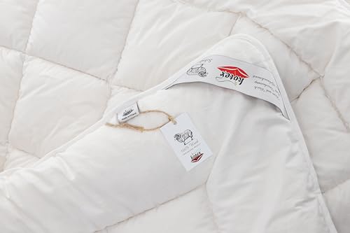 kotex Wolldecke - Decke – Ganzjährig – Füllung: 100% Wolle – Oberseite: 100% Baumwolle – 100% Natürliche Schafwolle – Schlafdecke – Antiallergisch – Hergestellt in der EU - Größe: 135x200 cm