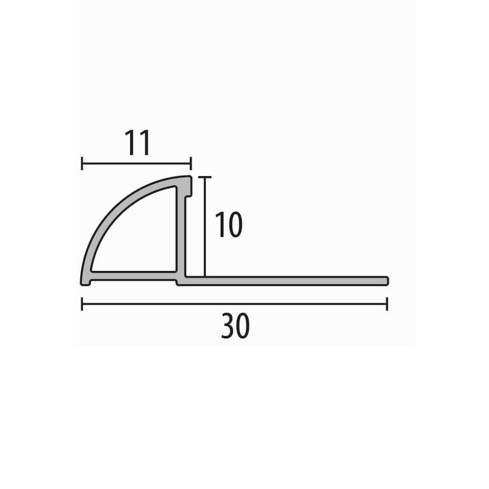 Fliesenprofil 10 x 30 x 2500 mm Einfasshöhe 10 mm Viertelkreisprofil Aluminium Geschlossen Gestanzt Metallprofil Silber Küberit