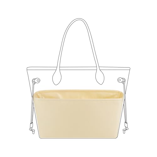 Image of DGAZ Purse Organizer Insert Fits Neverfullbag Mini /PM /MM /GM,Silk Bag Organizer,Luxury Handbag & Tote Shaper(Jaune poussin,GM)