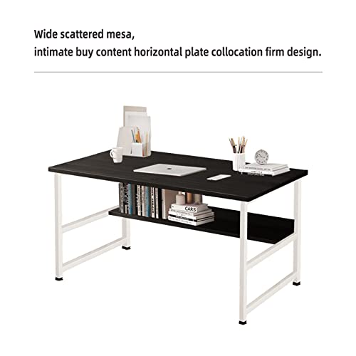 MIN-WIN-Computer-Desk-315-Inch-Home-Office-Desk-with-Shelves-Storage-Modern-Farmhouse-Wood-and-Metal-Study-PC-Laptop-Notebook-Study-Writing-Table-Simple-Executive-Work-Desk-for-Gaming-Student