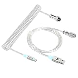 ATTACK SHARK C01ULTRA RGB 光コイルケーブル USB 8KHz ポーリングレート 超高速充電 データ転送 5ピン航空コネクタ 耐久性強化 信号損失低減 金属コネクタ RGBライト プロゲーミング ストリーミング オフィス テレワーク 旅行 携帯 ゲーミングマウス キーボード PC スマホ対応 ノートパソコン （ 透明）