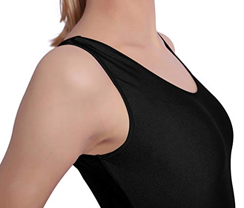 Mvefward Womens Tank Biketard Sleeveless Short Unitard Dance Bodysuit for Adult Black M - Thumbnail 4