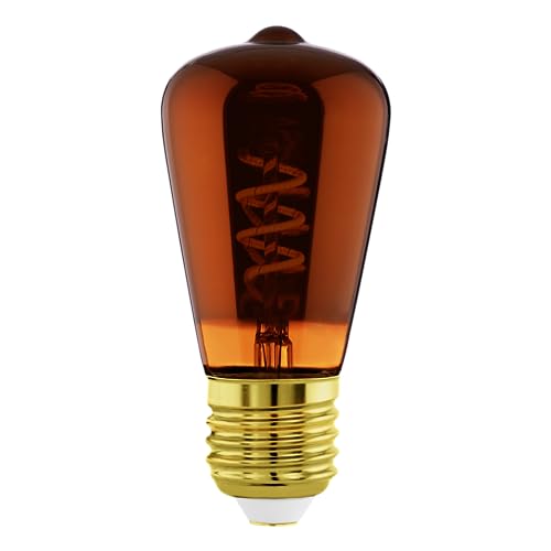 Eglo Dimmable E27 LED, vintage spiral filament light bulb, piston-shaped Edison lamp for retro lighting 4 watt, 100 lumen - Image 2