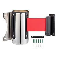 5M Edelstahl Absperrung Ausziehbar Absperrband Einzeihbar Wand Montiert Absperrung Personenleitsystem Absperrstände Absperrseil Wandgurt Sicherheit für Abgrenzungsständer Crowd Control