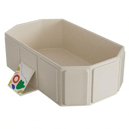 Faltbare Badewanne für Kinder - Tragbare Badewanne Platzsparende Klappbar Babywanne Große Kleinkindbadewanne mit Ablassventil Tragbares Duschbecken Faltbares Planschbecken für Dusche oder Garten Beige