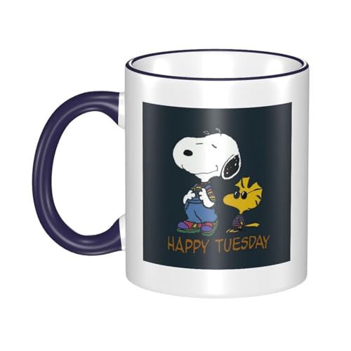 スヌーピー マグカップ 保温・保冷 電子レンジ対応 コーヒーカップ 陶器 セラミック 耐高温 軽量 個性人気 誕生日プレゼント大容量 Navy Blue