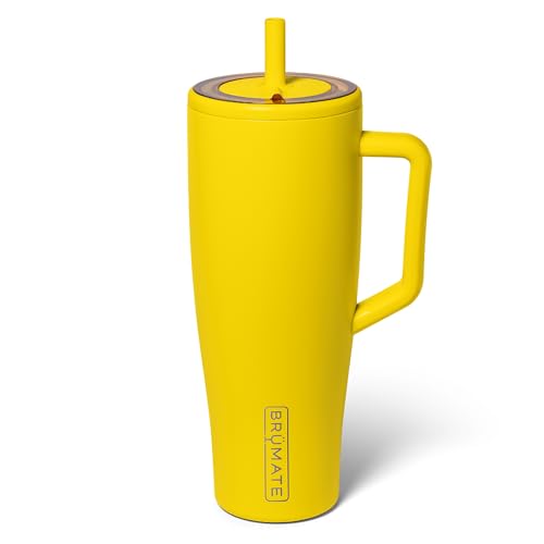 Image of BruMate Era 40 oz Tumbler with Handle and Straw | 100% Leakproof Insulated Water Bottle Tumbler with Lid and Flexible SoftSip Straw | Made of Stainless Steel | Cup Holder Friendly | 40oz (Pineapple)