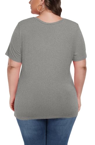 Image of ForHailey Women's Plus Size Short Sleeve Tee Shirt V Neck Basic Ladies Loose Fit T Shirt 1X-5X