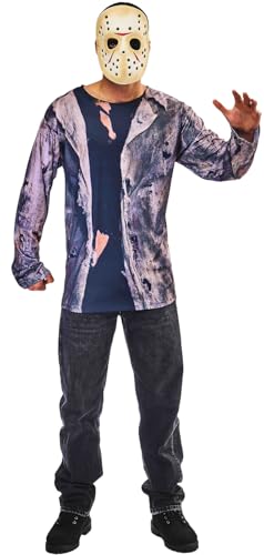 Rubies Warner Friday the 13th Oficial - Top de disfraz con máscara Jason para adultos, Viernes 13, talla única M