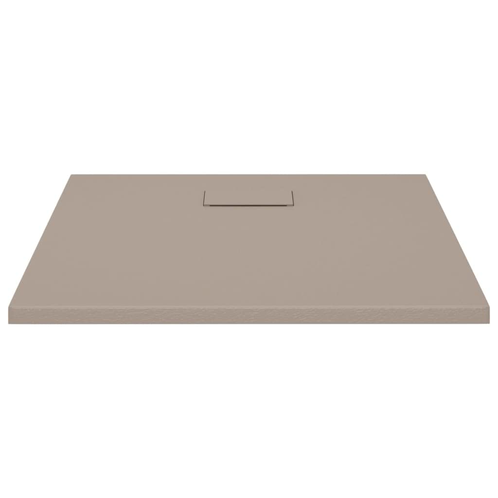Piatto doccia 80 x 80 cm, marrone, piatto doccia piatto in SMC, antiscivolo, effetto ardesia, resistente ai graffi, quadrato