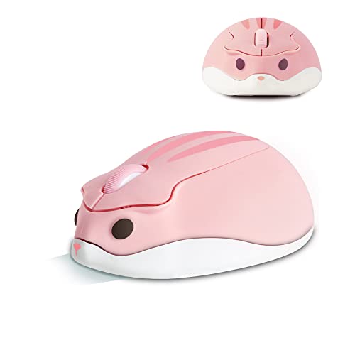 Image of Wireless Bluetooth Cute Animal Hamster Mouse - 1200DPI 3-Button Portable Cordless Mouse for Ipad Pro Laptop PC Mac Notebook Computer Tablet (Pink)