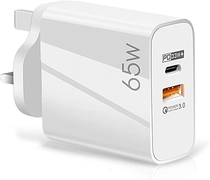 TDOO 65W USB PD3.0 Fast Recharge,Dual Port Type-C QC3.0 Wall Power Plug for iPhone,iPad,AirPods,Galaxy,Pixel and more (65W-A) (C)