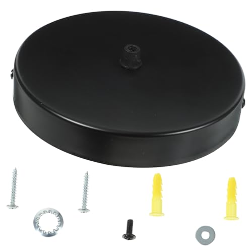 HOMSFOU Pavillon Luminaire Noir Rond en Fer de Style Européen Rétro pour Plaque de Fixation de Lustre, Installation Facile et Décoration Murale Élégante