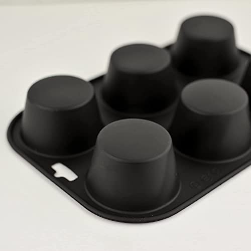 Selecto Bake 6 Cup Silicone Bun & Muffin Moulds - Non-Stick Cupcake & Yorkshire Pudding Tray - Pack of 2 (Black) - Image 4