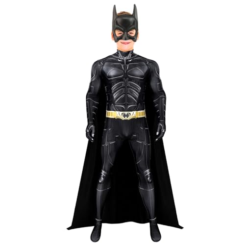 Applysu Disfraz de murciélago para niños, disfraz de murciélago negro de lujo, disfraz de Halloween, disfraz de caballero oscuro, disfraz de cosplay