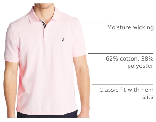 Image of Nautica Men's Classic Fit Short Sleeve Dual Tipped Collar Polo Shirt