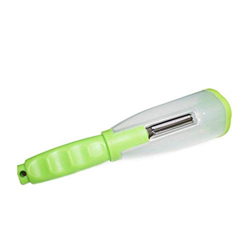 Éplucheur de cuisine avec conteneur, éplucheur de julienne en acier inoxydable, facile à transporter, excellent cadeau pour la famille, les amis, et les collègues de travail, vert Cover