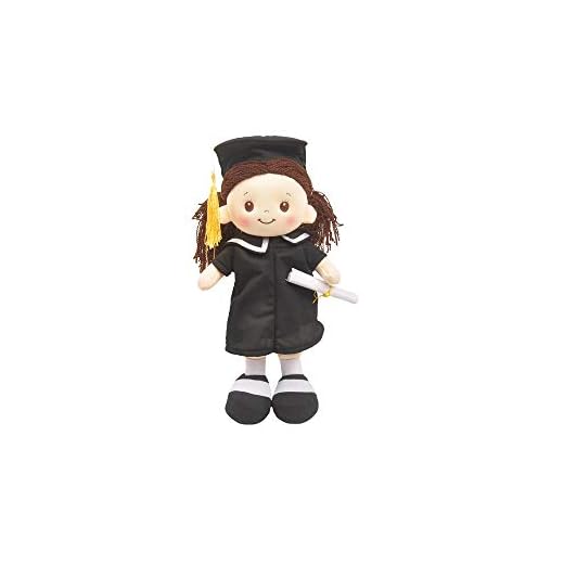 Linzy Congratulations 12" Cloth Rag Doll with Graduation Cap & Gown, Brown Hair