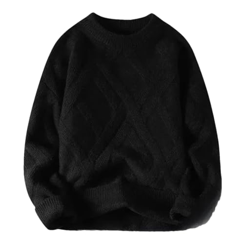 Men's Casual Loose Knitted Pullover Sweater Round Neck Base Thick Warm Top