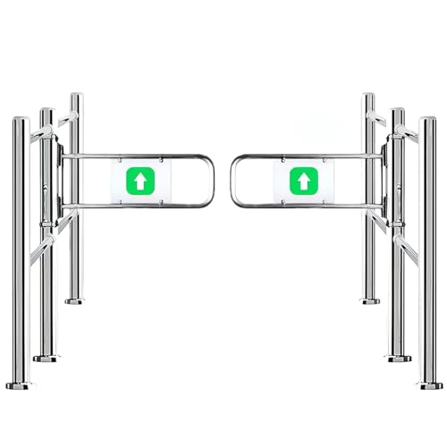 Puerta de entrada peatonal automática de acero inoxidable resistente de 180° para supermercados y parques (160 cm x 100 cm), solución de acceso duradera y fiable