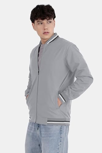 Image of Celary Men's Bomber Jacket Polyester Standard Length | Lightweight Casual Zip-Up Jacket | Stylish Slim Fit Outerwear for All Seasons