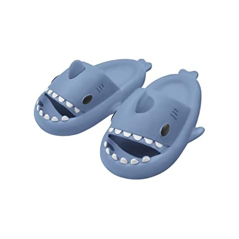 Puimentiua Shark Sliders for Women Men Shark Slippers Ultra Soft Cloud Sliders Thick Sole Chunky Slippers Non-Slip Bathroom Shower Shoes Cover