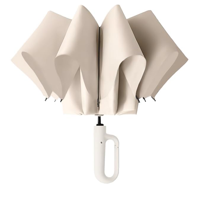 31KzcWAazaL TEKCOOL UV Umbrella with Novelty Carabiner Handle, Travel Umbrellas for Rain and Sun Windproof Compact, Automatic Open Close, 8 Ribs, Portable Umbrella for Men and Women(Beige)