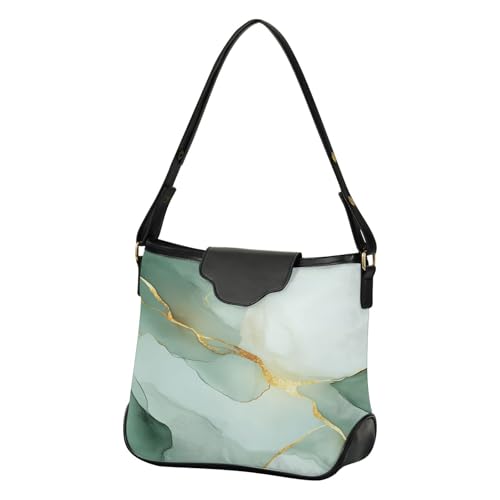 Sac à bandoulière pour femme marbré blanc et vert sauge