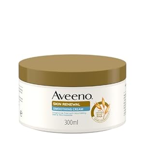 Aveeno Skin Renewal Smoothing Cream, 24-Hour Hydration, Smooths Rough, Dry and Bumpy Skin, with Prebiotic Oat, Naturally Derived PHA & Niacinamide, Fragrance-Free, Suitable for Dry Sensitive, 300ml