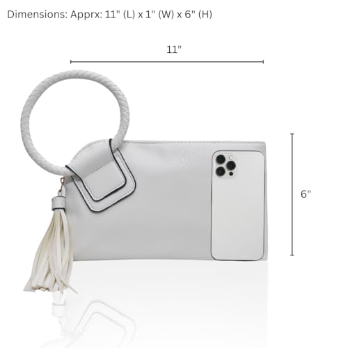 Image of NGIL Faux Leather Mini Wristlet Purse | Women's Handbag, Fashion Wristlet Wallet, Compact Everyday Purse with Fringe Tassel