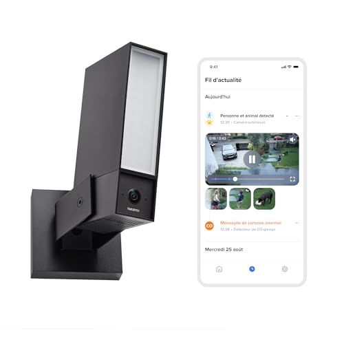 NETATMO Caméra de Surveillance Extérieure, Wi-Fi 5 GHz, 2K HDR, Détection IA Personnes/Véhicules/Animaux, Projecteur LED 12 W, Sirène Intégrée 105 dB,...