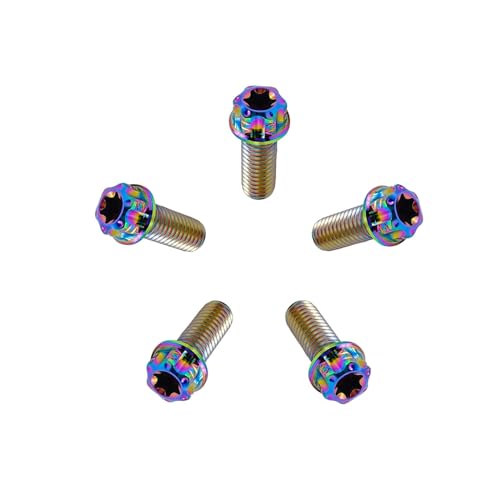 Image of RISON Titanium Bolts M10*1.25 * 25 Torx Titanium Bolts for Motorcycles Hex Head Dual Drive Rainbow Titanium Flange Bolt Pack of 5