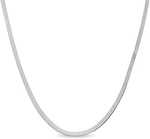 Verona Jewelers Sterling Silver 3.3Mm Herringbone Flat Snake Magic Chain -925 Vintage Shiny Anklet And Necklace Chain For Men And Women (18) #TOP5