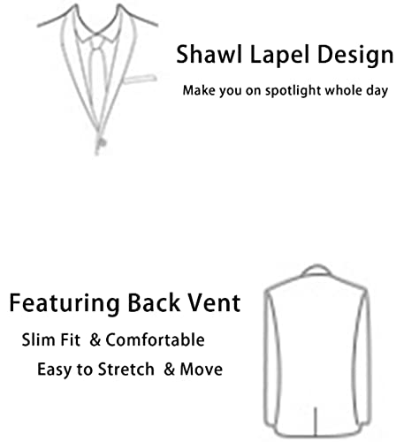 3 PCS Men's Suit Jackets One Button Mens Slim Fit Suit Men Suits for Business Wedding Party (Blazer+Vest+Pants)3