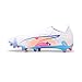 PUMA Men's Ultra 5 Match Firm, Artificial Ground Soccer Cleats Sneaker, White/Luminous Blue/Poison Pink/Fizzy Melon, 13