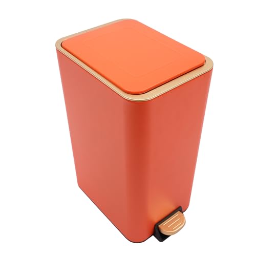 Caneca de basura rectangular 12L con pedal naranja