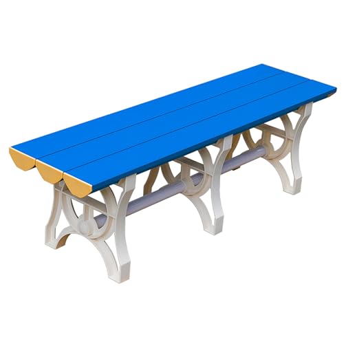 Banco de plástico ABS resistente e impermeable para 2 personas, ideal para gimnasio, piscina, baño y sala de estar, diseño de listones, 180 cm de largo, soporta 500 kg