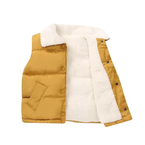 Winter Puffer Vest for Boys Girls Fleece Lined Sleeveless Quilted Jacket Button Down Kid Warm Padded Waistcoat Outwear Pocket