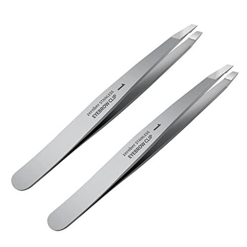 Professional Stainless Steel Slant Tweezers Set (2pcs)