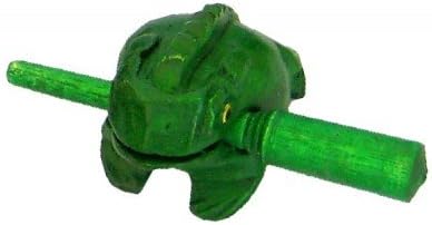 Handmade Green Color Wooden Musical Croaking Frog - 1.5" Wood Singing Frog Rasp (FRG-G1)