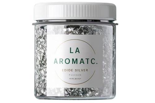 La Aromatic Edible Silver Leaf Flakes/Sparkling Flakes/for Sequin Effect-Silver/Perfect Decorating Ingredient/Rich and Elegant Texture/Cakes,Cookies,Sweets,desserts-5gm