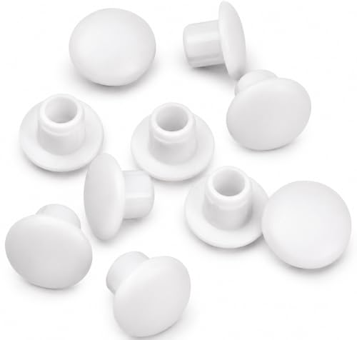 Image of (Pack of 20) White Plastic Hole Plugs 0.39 inch x 0.28 inch (10 x 7 mm), Drill Hole Cover Caps, Furniture Hole Plug, Screw Hole Plugs