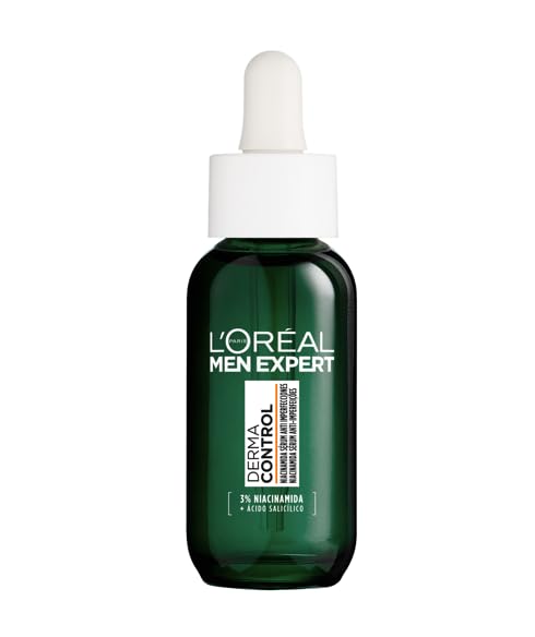 L'ORÉAL Paris Men Expert Derma Control Sérum Anti-Imperfecciones Con Niacinamida Y Ácido Salicílico. Elimina Manchas y Marcas Post Acné