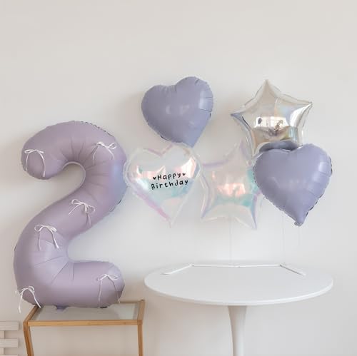 Image of Pastel Purple 2 Number Balloons,40 Inch Light Purple 2 Balloons Large Helium Foil Mylar Purple Number 2 Balloon for Birthday Party Anniversary Decorations