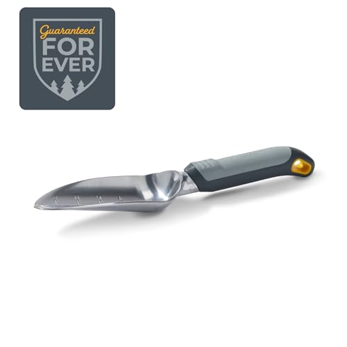 Woodland Tools Co. Heavy Duty Garden Transplanter – Rust-Resistant Aluminum Hand Trowel with Depth Gauge and Ergonomic Soft Grip Handle