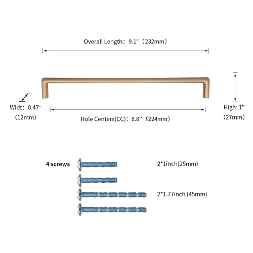 Image of 10 Pack 8-13 /16 Inch(224mm) Kitchen Cabinet Handles Champagne Bronze Cabinet Pulls Kitchen Cabinet Hardware Drawer Pulls for Dresser Cupboard Wardrobe