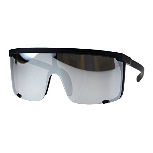 PASTL Super Oversized Goggle Sunglasses Unisex Fashion Square Black, Silver Mirror Lens2