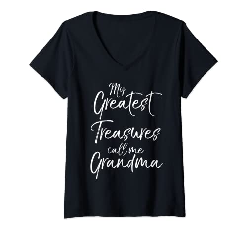 Mujer Linda abuela regalo My Greatest Treasures Call Me Grandma Camiseta Cuello V