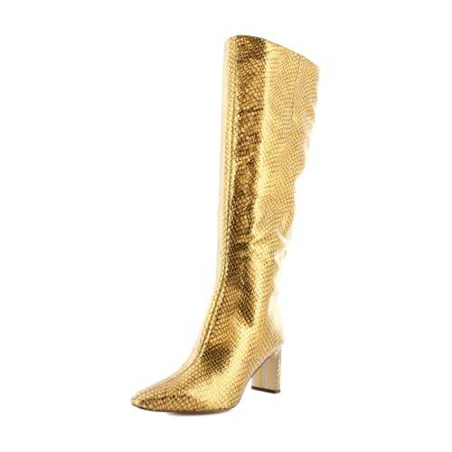 Sam Edelman Women's Sylvia Knee High Boot Medallion Gold Snake Wide Calf 9 Medium