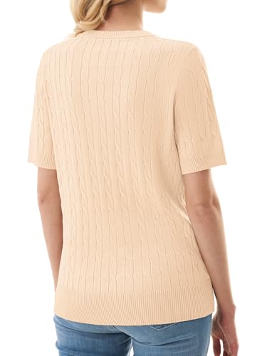 GKBK Womens Short Sleeve Cable Knit Sweater Lightweight Ribbed Pullover Office Casual Blouse 2026 - image 4